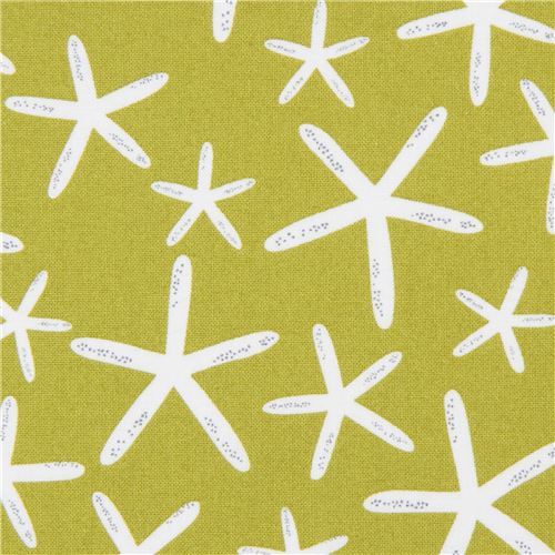 green Michael Miller fabric starfish animal Sea Star