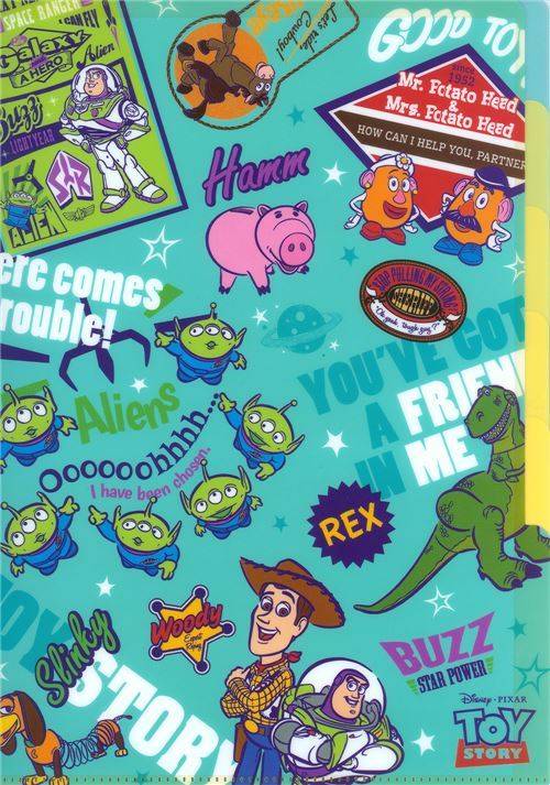 cute green yellow Toy Story 5-pocket A4 file folder