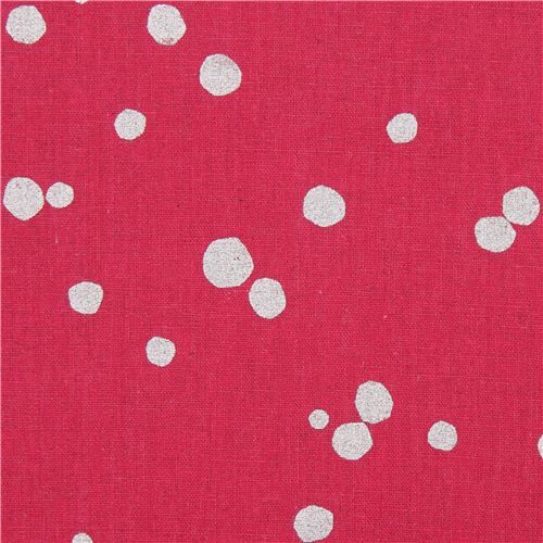 canvas fabric in dark pink and with metallic silver dots by echino 