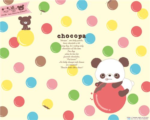 Colour up your life with this Chocopa bear wallpaper full of chocolate pills