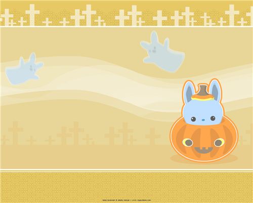 A very kawaii meomi Halloween wallpaper