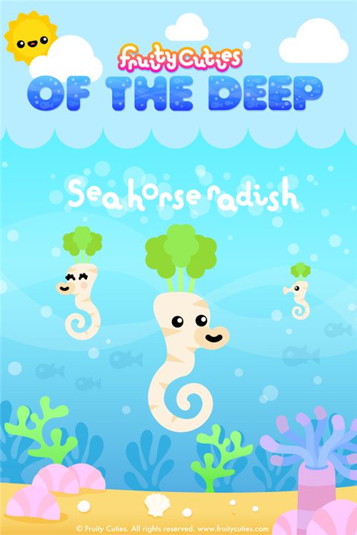 Seahorse Radish Fruity Cuties iPod and iPhone wallpaper