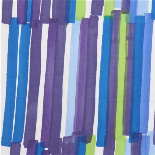 nani iro stripe double gauze fabric by Kokka in blue and purple