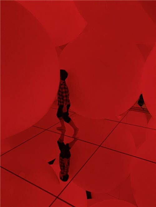 Walking in a room full of giant bouncy balls!